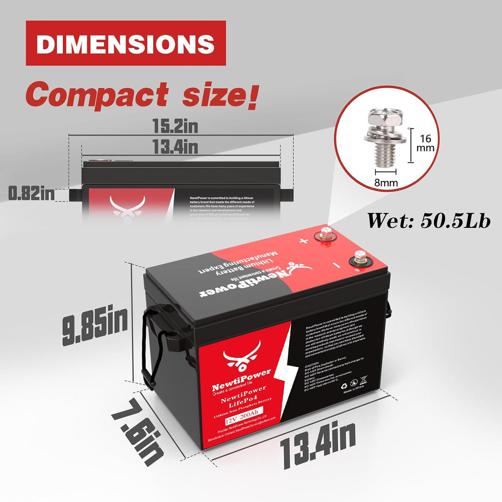 12V 200Ah Lithium LiFePO4 Battery, 150A BMS Grade A Cells Deep Cycle Rechargeable Battery,10000+ Cycles,Perfect for RV,Home Storage,Solar Power System,Camping (12V 200Ah)