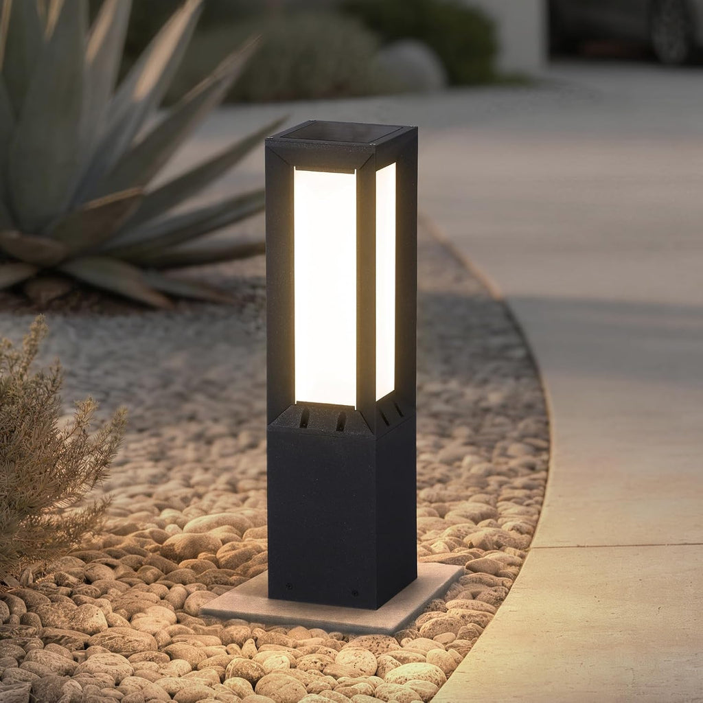 Modern Solar Pathway Lights Outdoor IP65 Waterproof, 23.62' Landscape Path Lights, Modern Commercial Pathway Lighting, 3000K LED Solar Bollard Light for Driveway Entrance Garage Courtyard