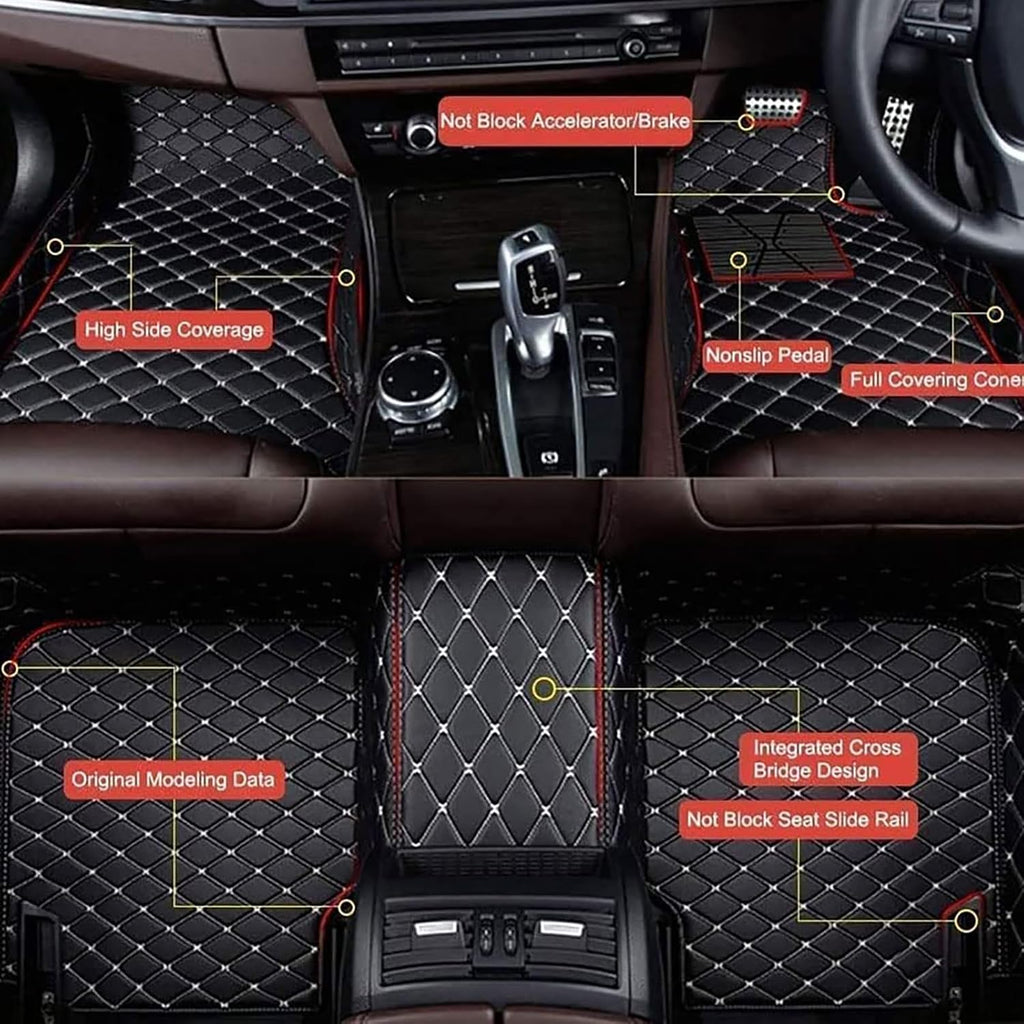 Car Floor Mats for Mercedes Ben-z CLK W209 2002-2010(LHD), Custom PU Leather Full Coverage Floor Mats All Weather Protection Waterproof Anti-Slip Carpet Pads Interior Accessories,A/Beige