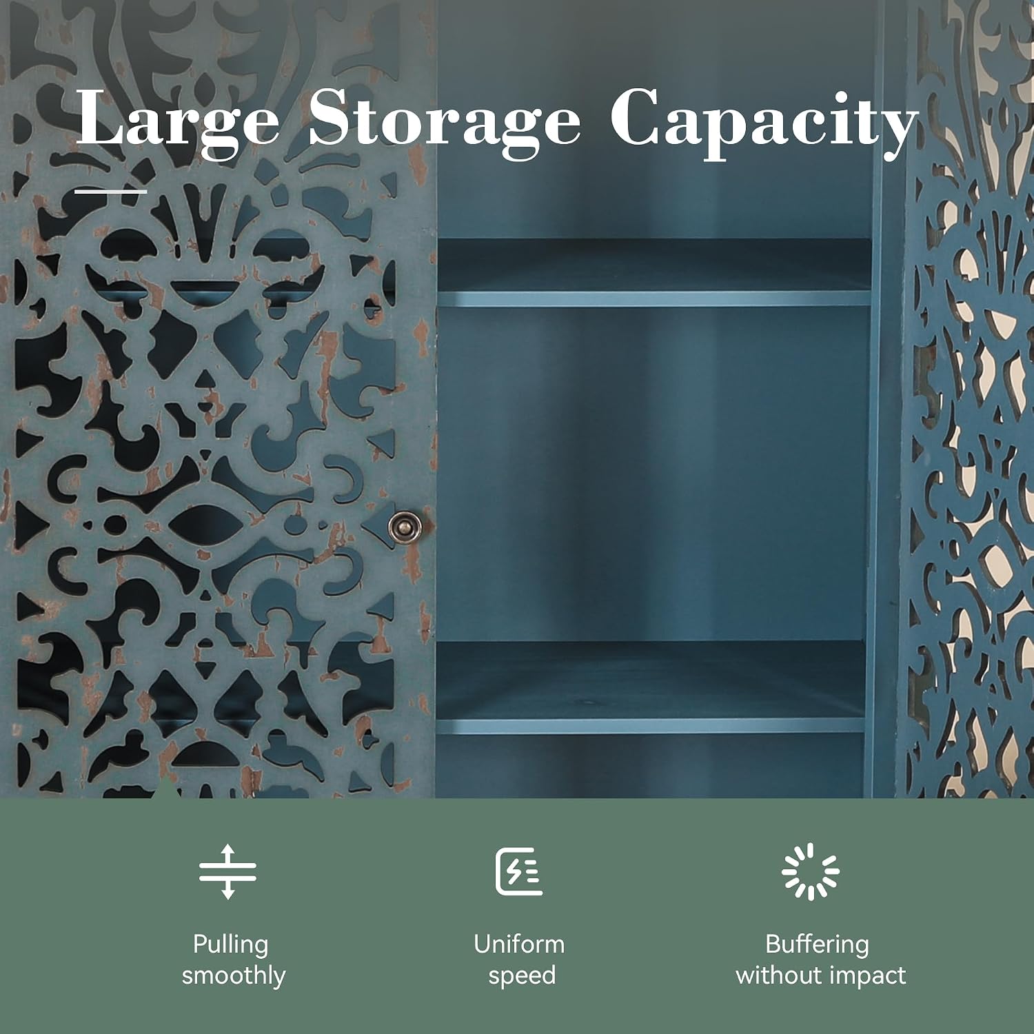 Sophia & William Tall Storage Cabinet 47.4', Decorative 2-Door Tall Accent Cabinet for Living Room, Dining Room, Blue