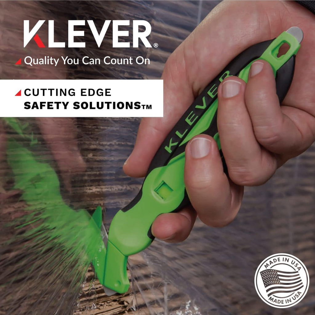 Klever XChange Box Cutter, Klever Kutter Package Opener Wide Cut Head, Ergonomic Soft Touch Handle Utility Knife, Cuts Thicker Substrates, Boxes, Film, Tape and More, Orange, 10 Pack (KCJ-XC-30G)