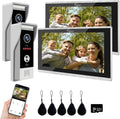 Wired Smart Video Apartments Intercom System,10 Inch Monitors with 1080P Doorbell Camera,3-in-1 Unlocking,TUYA WiFi Door Phone Kits, Ideal for Villas & Homes (2 doorbell + 2 Monitor)