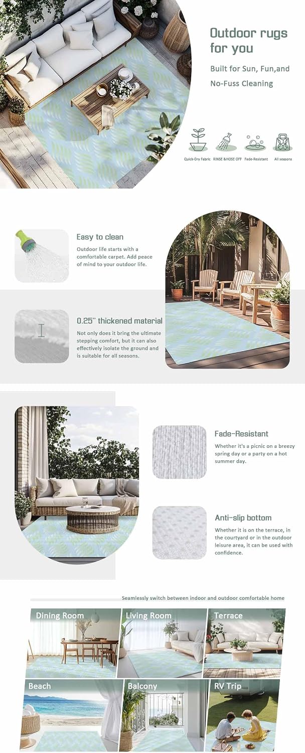 Outdoor Rug 4x6ft Geometric Art Minimalist Style Patio Area Rugs Waterproof Easy Cleaning Non Shedding Thick Mats Abstract Carpet for Indoor Outdoor Porch Deck Backyard Balcony