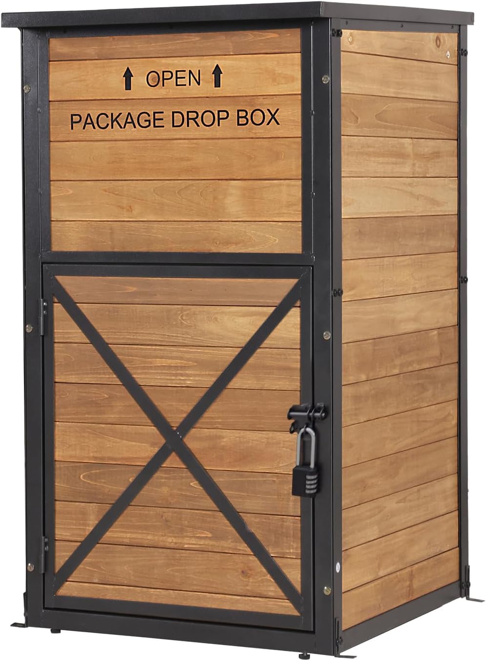 GUTINNEEN Package Delivery Boxes for Outside, Metal Frame Large Parcel Drop Box with Combination Lockable, Secure Anti Theft Package Delivery Box for Porch Curbside