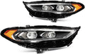 Headlight Assembly Fit 2017-2020 for Fusion Driver & Passenger Side Headlight Black Housing Clear Reflector FO2502347