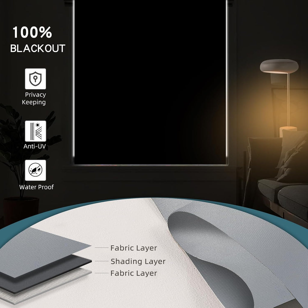 Motorized Shades,Smart Blinds with Remote,100% Blackout Roller Blinds,Work with Google Assistant,Homekit,Automatic Shades,Custom Widths from 16' to 110',Vinyl Medium Grey