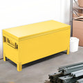 Aluminum Truck Tool Box Jobsite Storage Box Toolbox Chest Cabinet Heavy Duty Truck Bed Toolbox Gangboxes Tools Organizer Pick Up Truck Bed RV Trailer With Side Handles (48x24 Inch / Steel / Yellow)