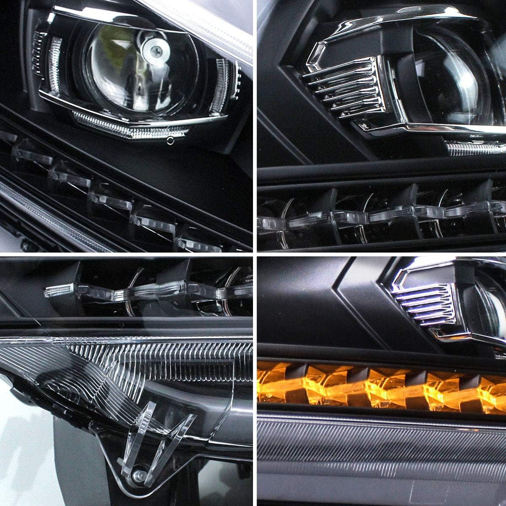 VLAND LED Projector Headlights Assembly for [Honda Accord 8th Gen 4-Dr Sedan 2008 2009 2010 2011 2012 (NOT fit 2-Dr Coupe)] with Sequential Turn Signal, YAA-HD-0145AH, Both Side (Hella)