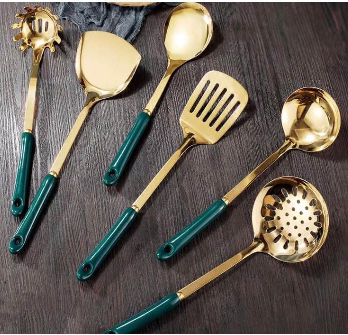 Stainless Steel Cooking Utensils Spoons Spatulas Kitchen Cookware Bakeware Gadgets Tools 7 Pieces Sets(Rot)
