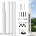Street Light Pole 13Ft for Outdoor Lighting, Solar Street Light Pole Accessory for Street, Patio, Backyard, Basketball Court, Park, White