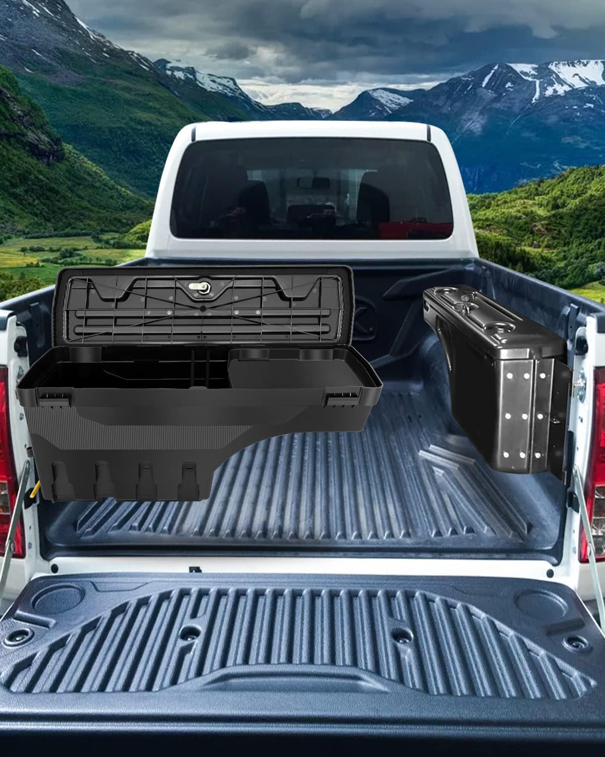 SCITOO Truck Bed Tool Box for Jeep Gladiator 2020-2023 Left Driver Side,Multi-Compartment Dividers Organized Storage,Heavy Duty & No-Drill Installation