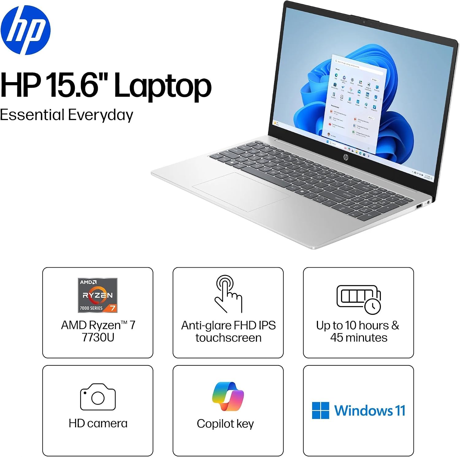 HP 15.6' FHD IPS Touchscreen Laptop, 680M AMD Ryzen 7 7730U(8-Cores, Beats i7-1355U) 32GB RAM 1TB SSD, Win11 Pro WiFi6 Numeric Keypad Webcam w/GM Accessory Computer for Business and Gaming