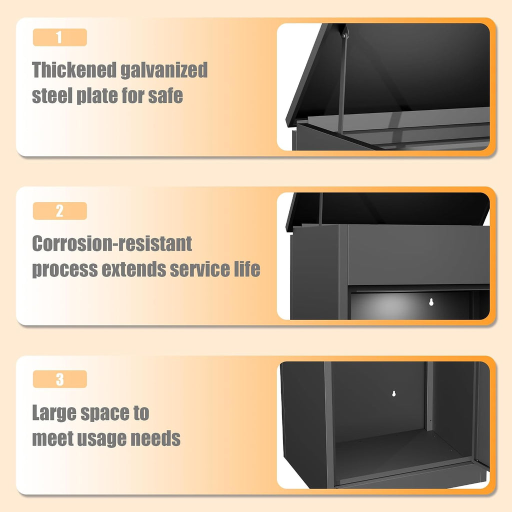 Package Delivery Boxes for outside,Enlarged 19.7 * 16.1 * 33.5 inches Delivery Box for Packages with Coded Lock,Large Space, Waterproof,Cold-Rolled Steel Drop Box for Porch, Curbside (Small)