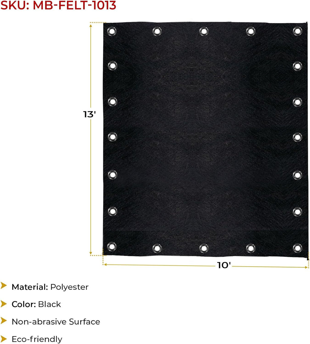Mytee Products 2 Pack 10'x13' Black Pre Tarp Blanket with Grommets for Tarp & Cargo Load & Protection - Heavy Duty Textile Moving Blankets for Packing & Shipping Furniture - Non-Abrasive Surface