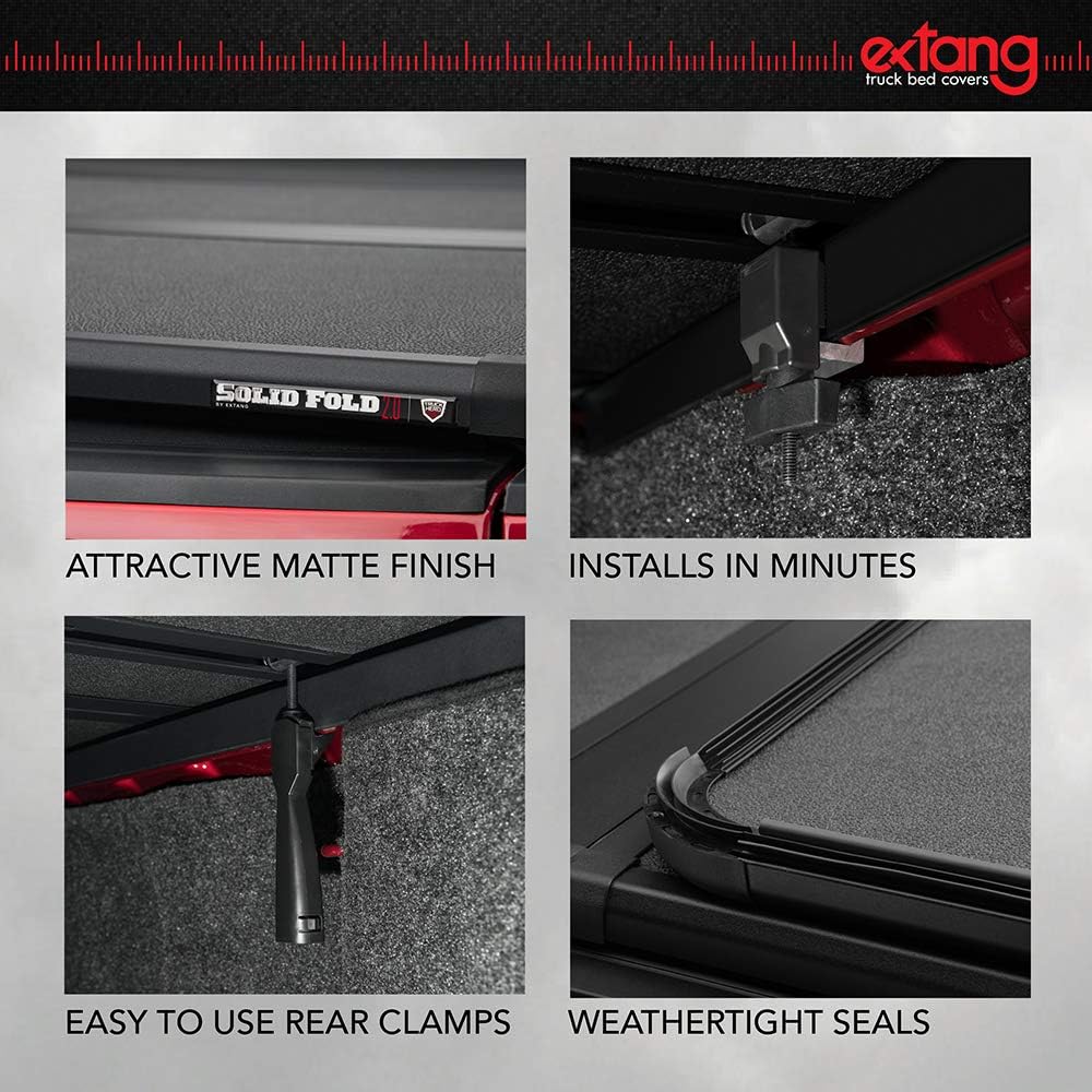 RealTruck Extang Solid Fold 2.0 Toolbox Hard Folding Truck Bed Tonneau Cover | 84653 | Fits 2020-2026 Chevy/GMC Silverado/Sierra, 2020 2500/3500HD (w/o Factory Side Storage Box) 6' 10' Bed (82.2')