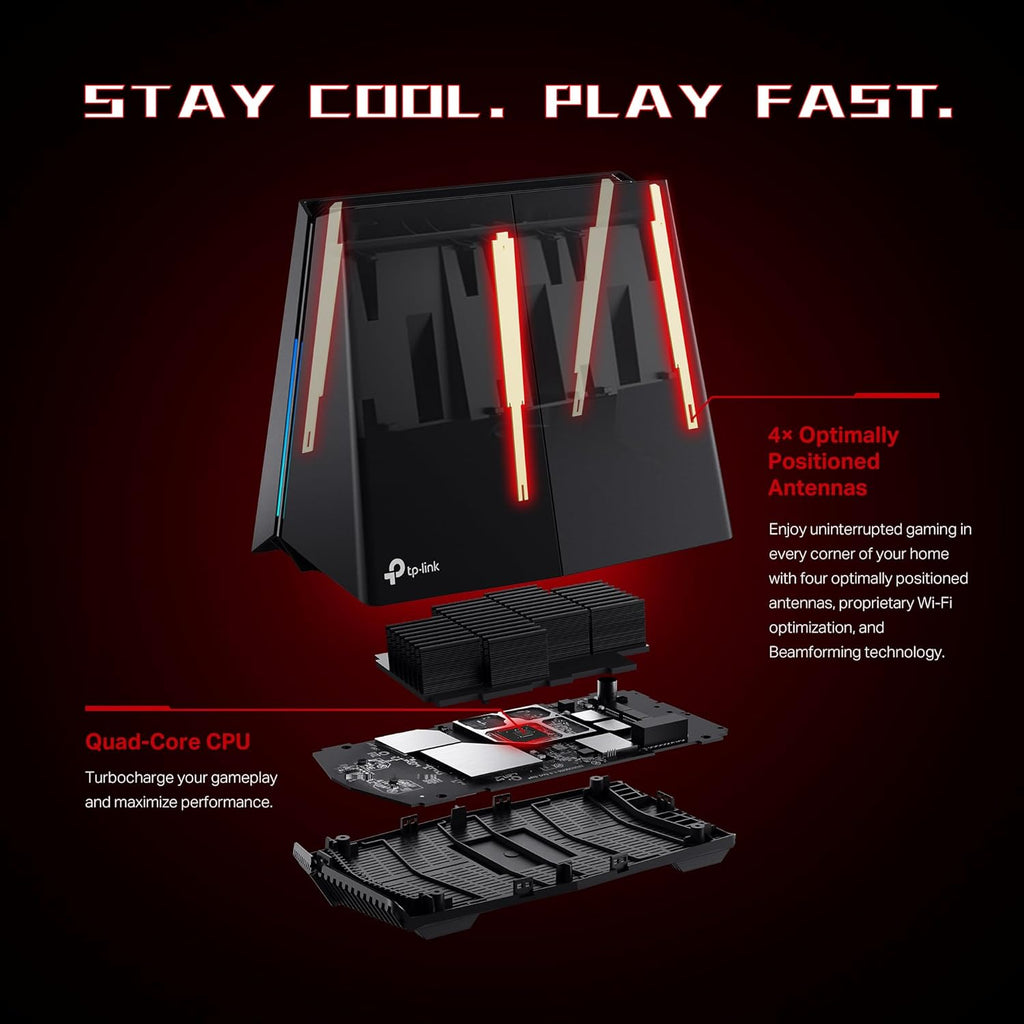 TP-Link Tri-Band BE11000 Wi-Fi 7 Gaming Router Archer GE650 | 6-Stream 11 Gbps supports 320MHz | 2×5G + 3×2.5G Ports USB 3.0 | Game Acceleration, Dedicated Gaming Port & Panel, RGB Lighting|HomeShield