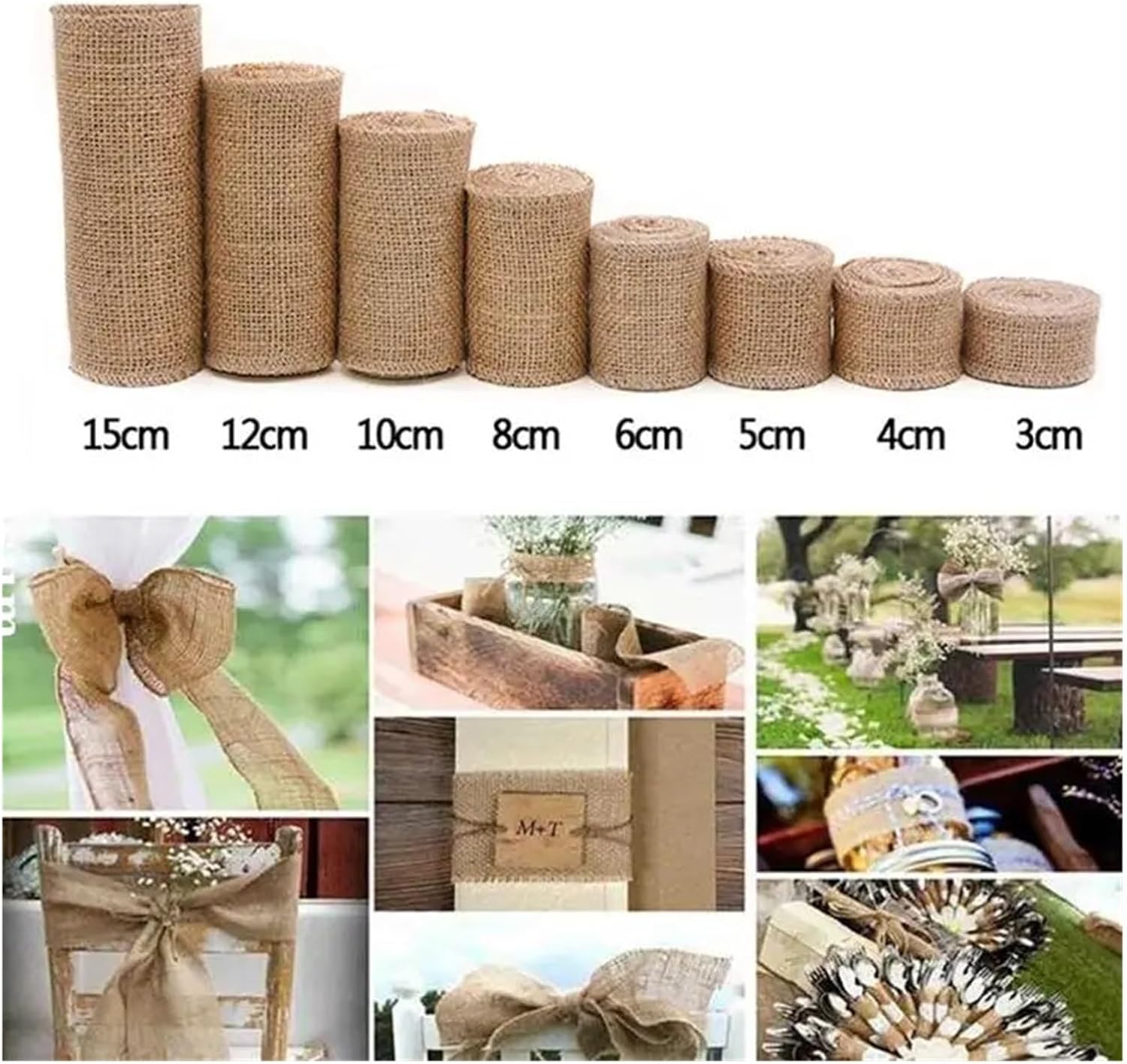 Hessian Fabric， 20M Natural Jute Burlap Fabric Jute 3-30CM Roll Hessian Ribbon Roll Burlap Table Runner Wedding Party Supplies Spring Decoration(Width 30cm)