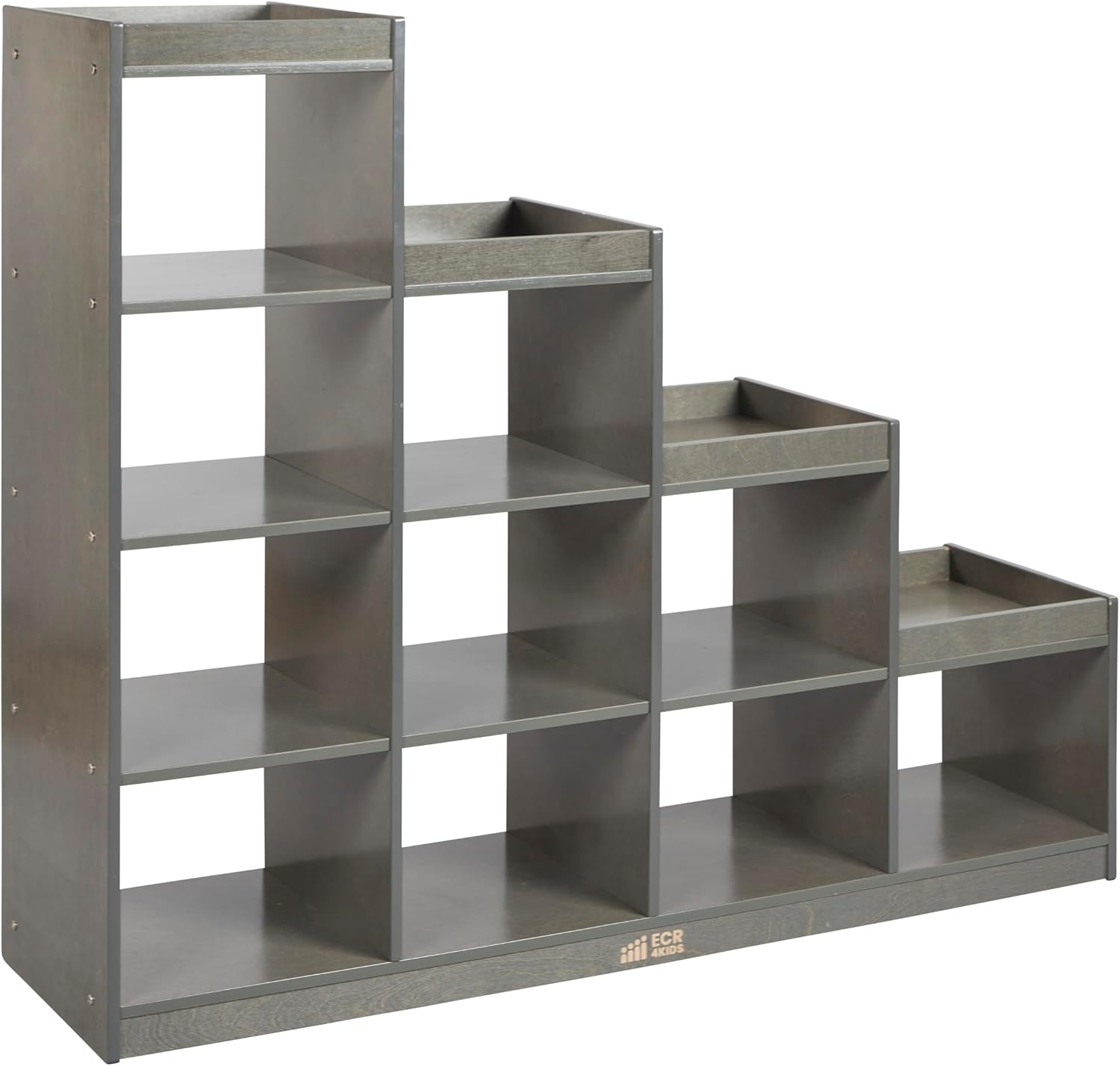 ECR4Kids 4-3-2-1 Double-Sided Cube Storage Organizer, Classroom Furniture, Grey Wash