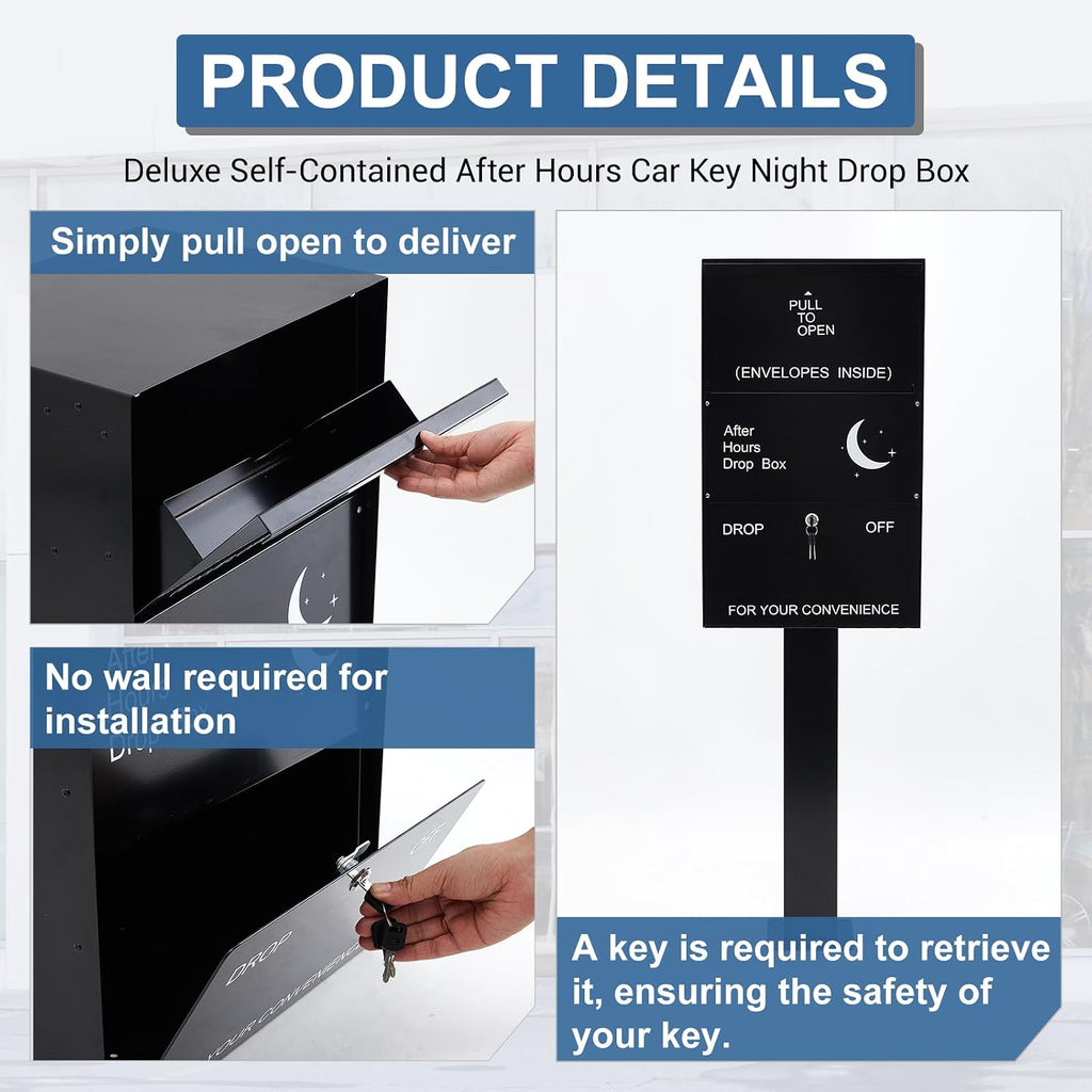 Canchiing After Hours Drop Collection Boxes with Mount Post 16' x 13' x 4' Standard Night Box with Lock and Key Items Key Document Collected Mailbox for Shop Repair Service Apartment Offices Business