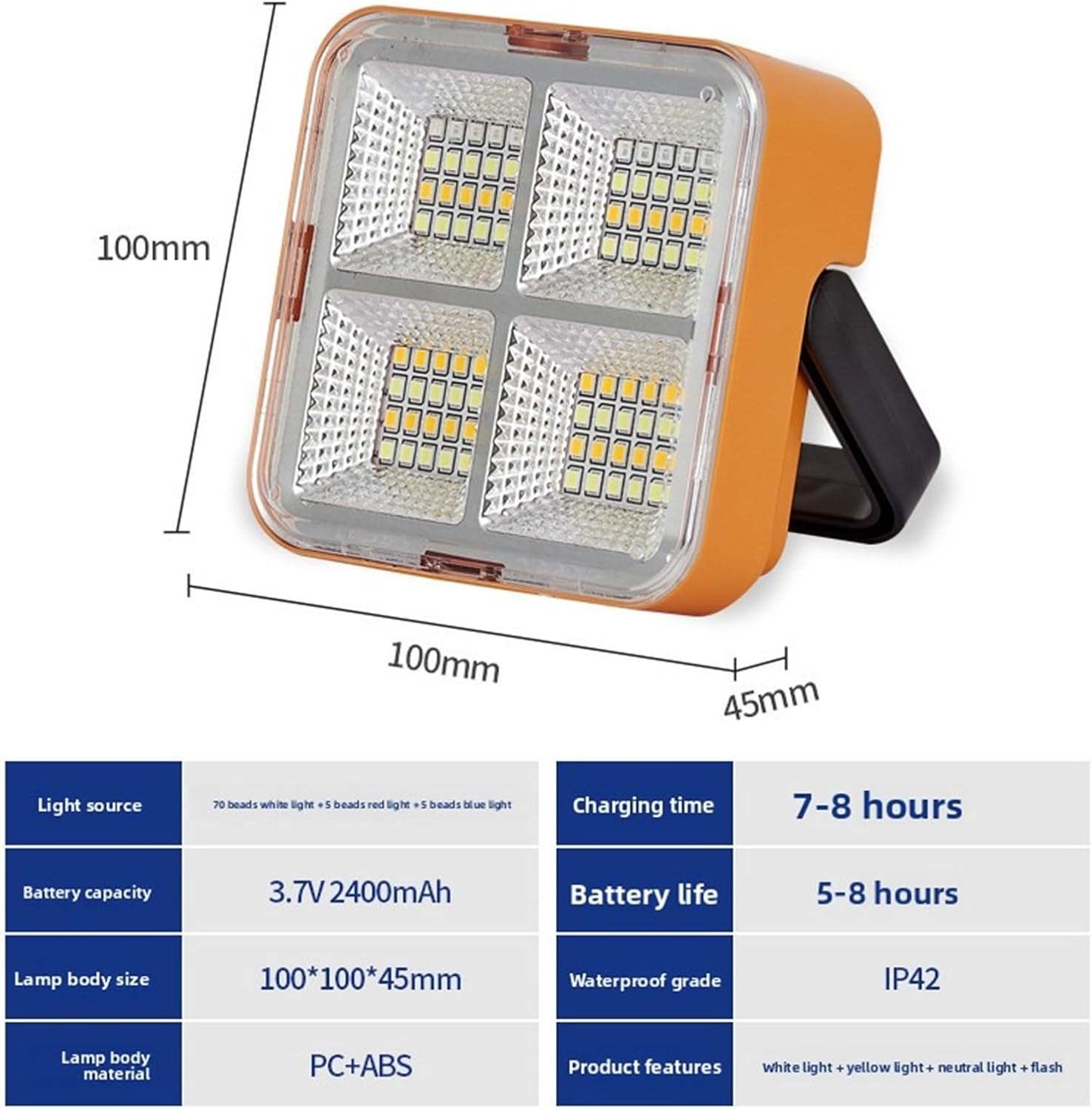 Floodlight Solar Camping Light Fast Charging Battery Magnetic Handheld Portable Outdoor Emergency Light(Regular Style)