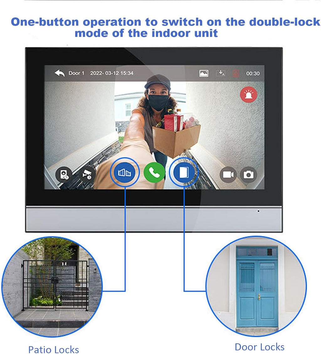 Wired Video Intercom System Tuya WiFi 7 Inch Touch Screen 1080P Doorbell Intelligent Tuya APP Intercom Kit with 3 in 1 Unlock Motion Detection,Anti-tamper Alarm,32G (1 Doorbell+1 Monitor)