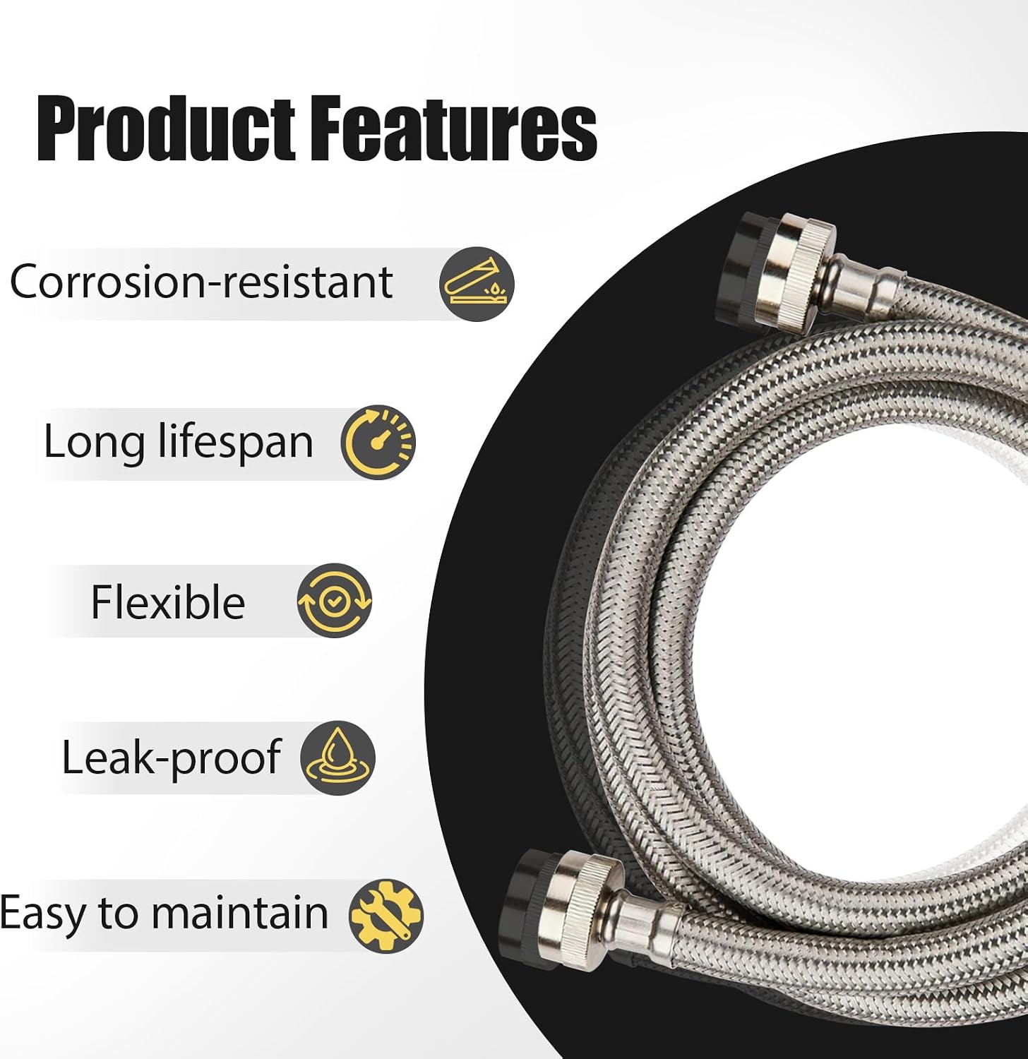 20 Pack Foskan 5FT Stainless Steel Braided Washing Machine Hose,Burst Proof PVC Core for Hot and Cold Water Supply Lines (5FT)
