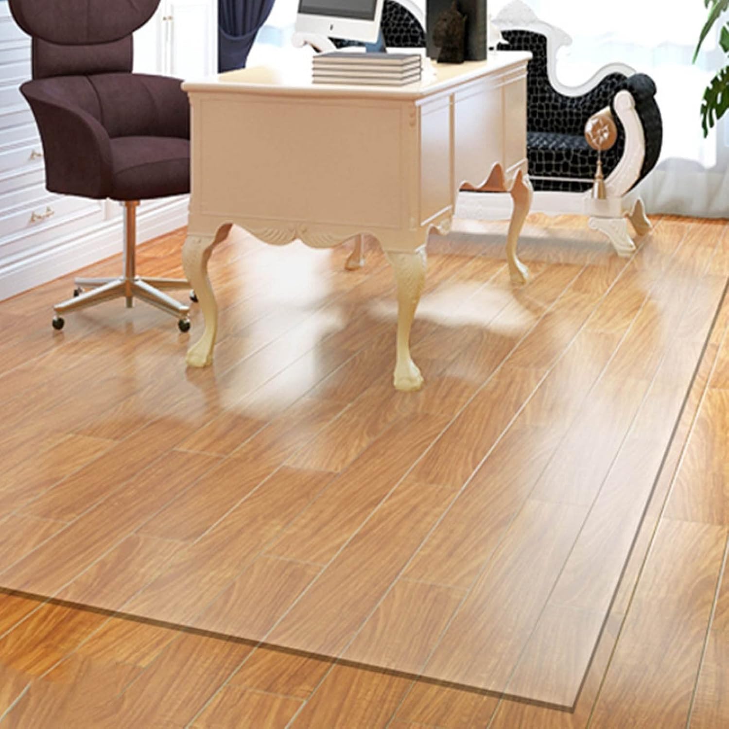 DXZ-Design Rectangle Hard Wooden Floors Mat Transparent, Clear Carpet Chair PVC Protection Pad, Length 100cm 1.5m 2m 250cm 300cm (Size : 39.4x78.7in/100x200cm)