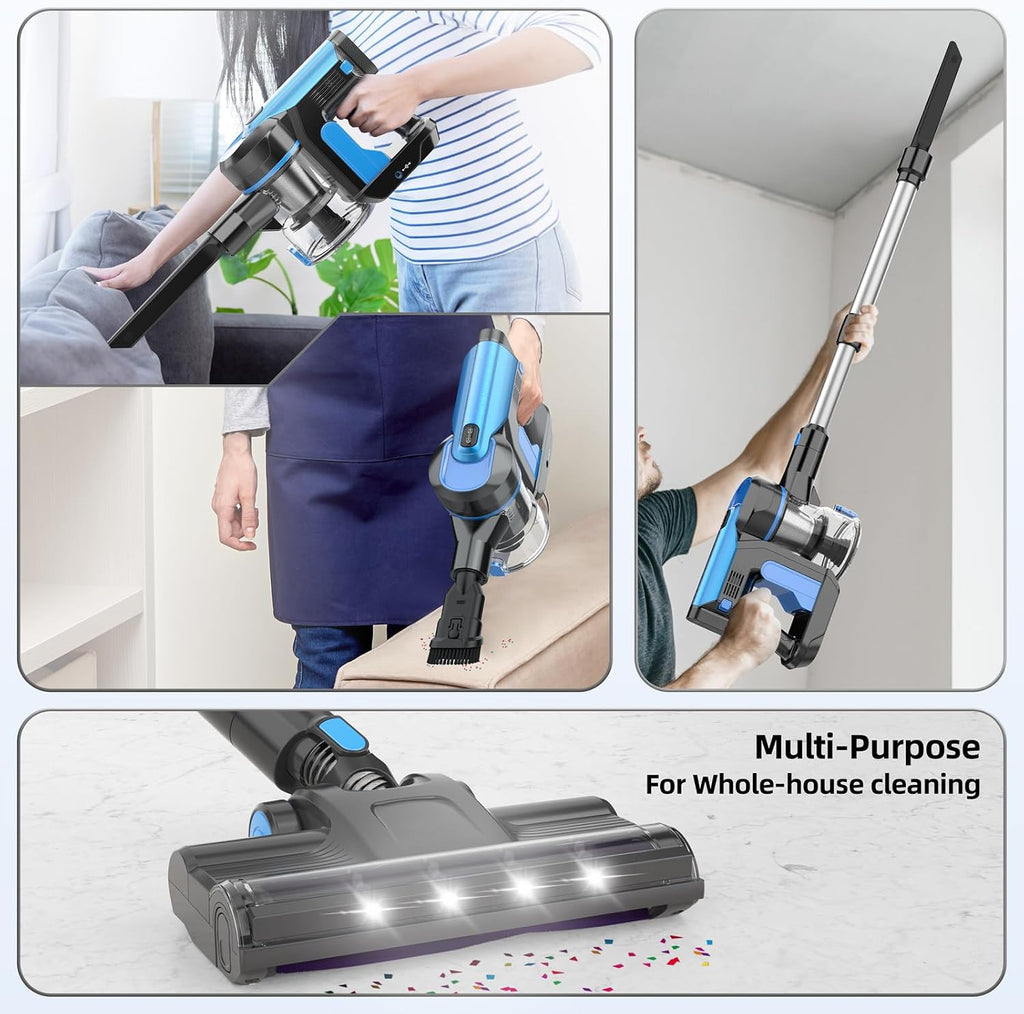 Cordless Vacuum Cleaner, 33000pa Stick with Smart LED Display, Max 50 Mins Runtime, Anti-Tangle Lightweight Handheld for Hard Floor Carpet Pet Hair Home