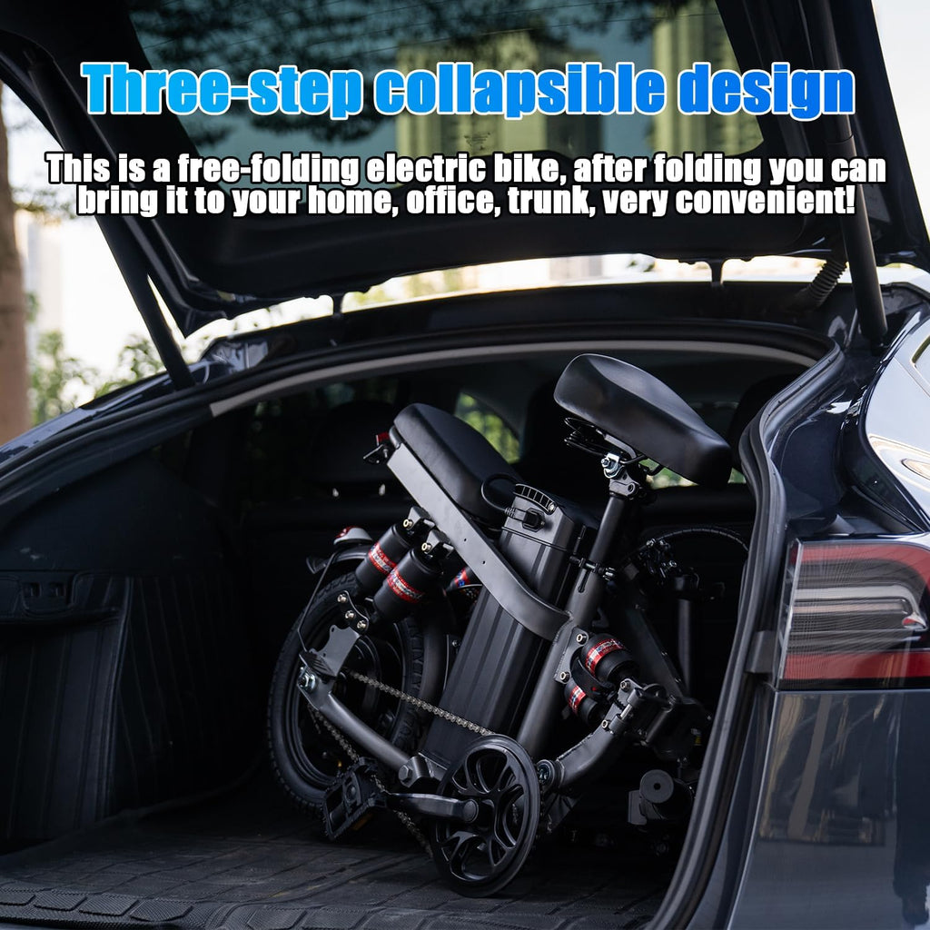 Electric Bike for Adults,14' Folding Adult E Bike with 650W Peak Motor,25 mph,30 Miles Range, 8-Point Suspension & Disc Brake,Commuter Electric Bicycle,UL2849 E Bike