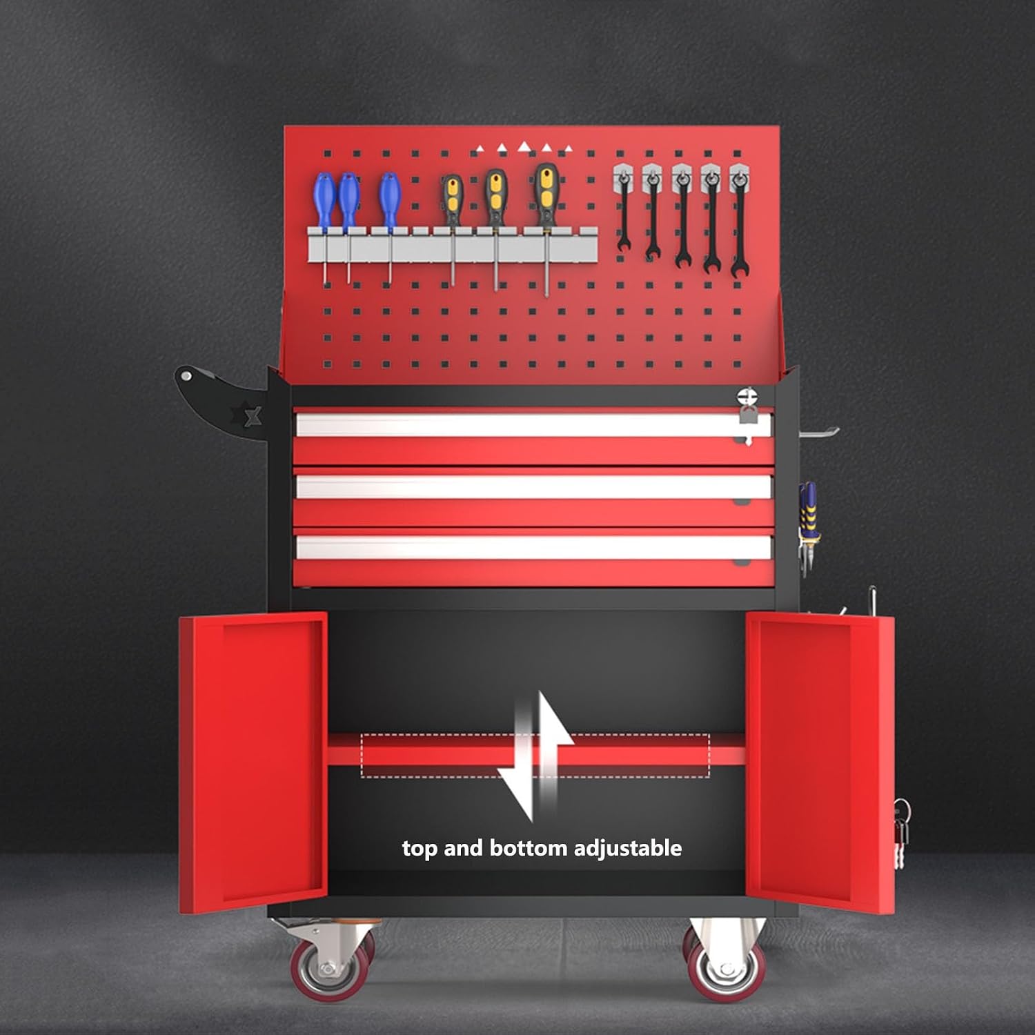 Convenience Rolling Tool Chest with Wheels, Tool Storage Cabinet with 5 Drawer, Large Metal Tool Box Organizer with Lock, Tool Cart on Wheels Emergency Repairs(White)