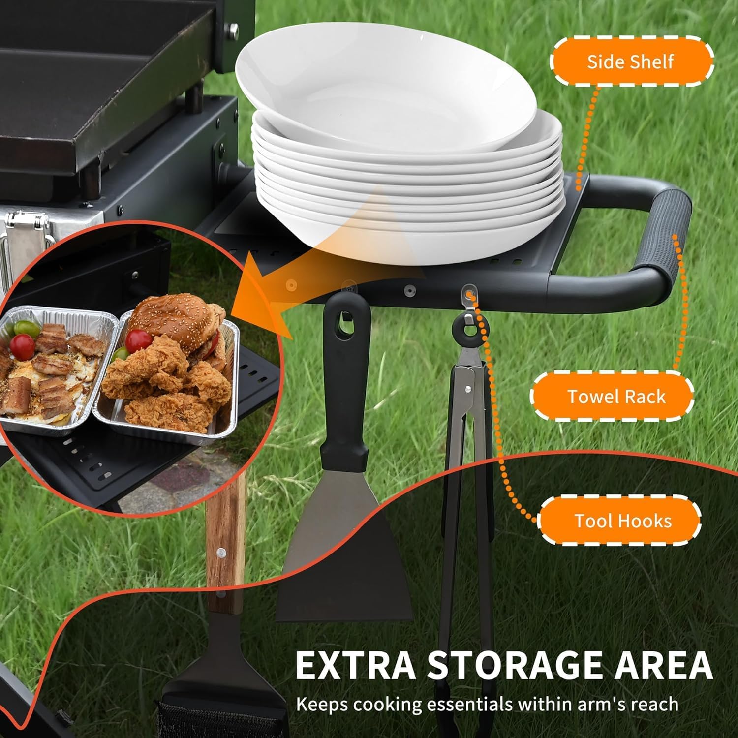 30' Flexible Portable Propane Gas Griddle with Lid – 2 Burners 30,000 BTU Cooking Area Station, 30 Inch Large Griddle with Side Prep Shelf & Rear Grease System for Outdoor BBQ & Camping