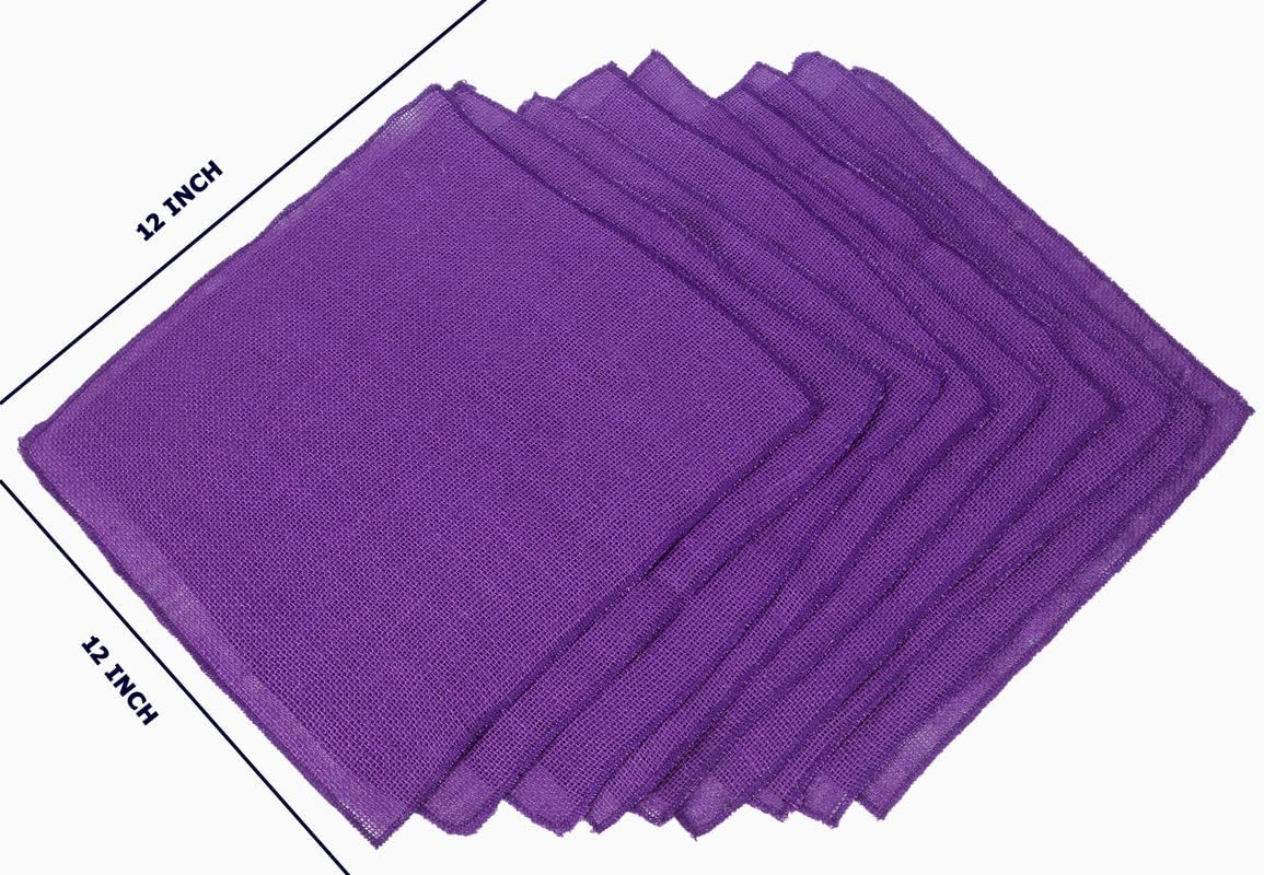 MDS Pack of 200 Wedding Burlap Table Napkin 17X17 Inch Square 100% Natural Jute Dinner Napkins, Rustic Farmhouse Boho Country Vintage Burlap Napkin for Weddings Party Table Decorations - Purple
