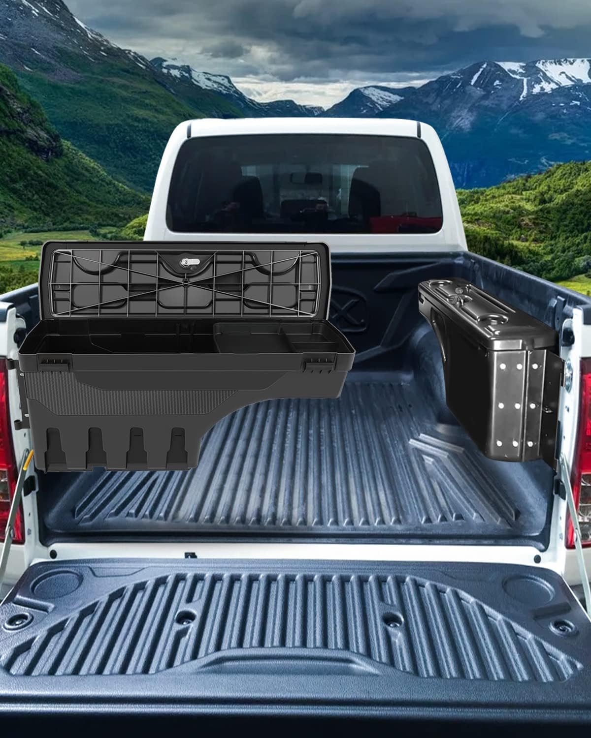 SCITOO Truck Bed Tool Box for Ford F-150 2015-2018 2020-2022 Left Driver Side,Multi-Compartment Dividers Organized Storage,Heavy Duty & No-Drill Installation