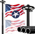 MXQMKL 9 Gauge 20FT Heavy Duty Solar Flagpole Kit,Flag Pole for Outside House in Ground 3mm Thick Aluminum Flagpoles with 136 LED Light & 3x5 American Flag for Outdoor 120MPH Wind Tested,Black