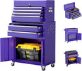 Incbruce 8-Drawer Metal Rolling Tool Chest, High Capacity Toolbox Organizer with Wheels, Detachable Tool Cabinet Top for Mechanics Garage and Workshop (Purple)