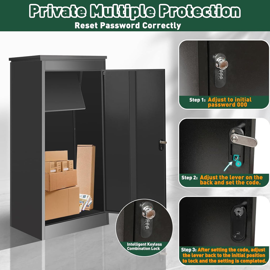 Express Package Delivery Box for Outside, Ultra Large Parcel Drop Boxes with Lock Made of Automotive Steel, Waterproof Anti-Theft Parcel Drop Box with Secure Storage for Home Business (41.3IN)