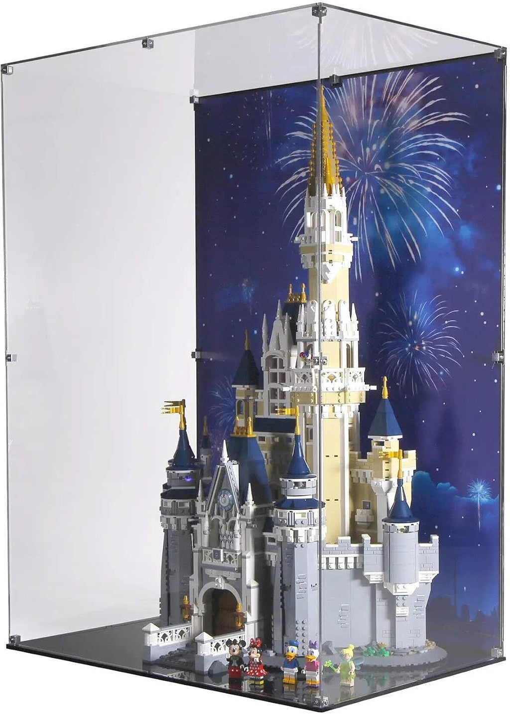 Display Case Compatible with Lego 71040 - The Disney Castle - Acrylic Dustproof Showcase with Pre-Printed Background - Set Not Included