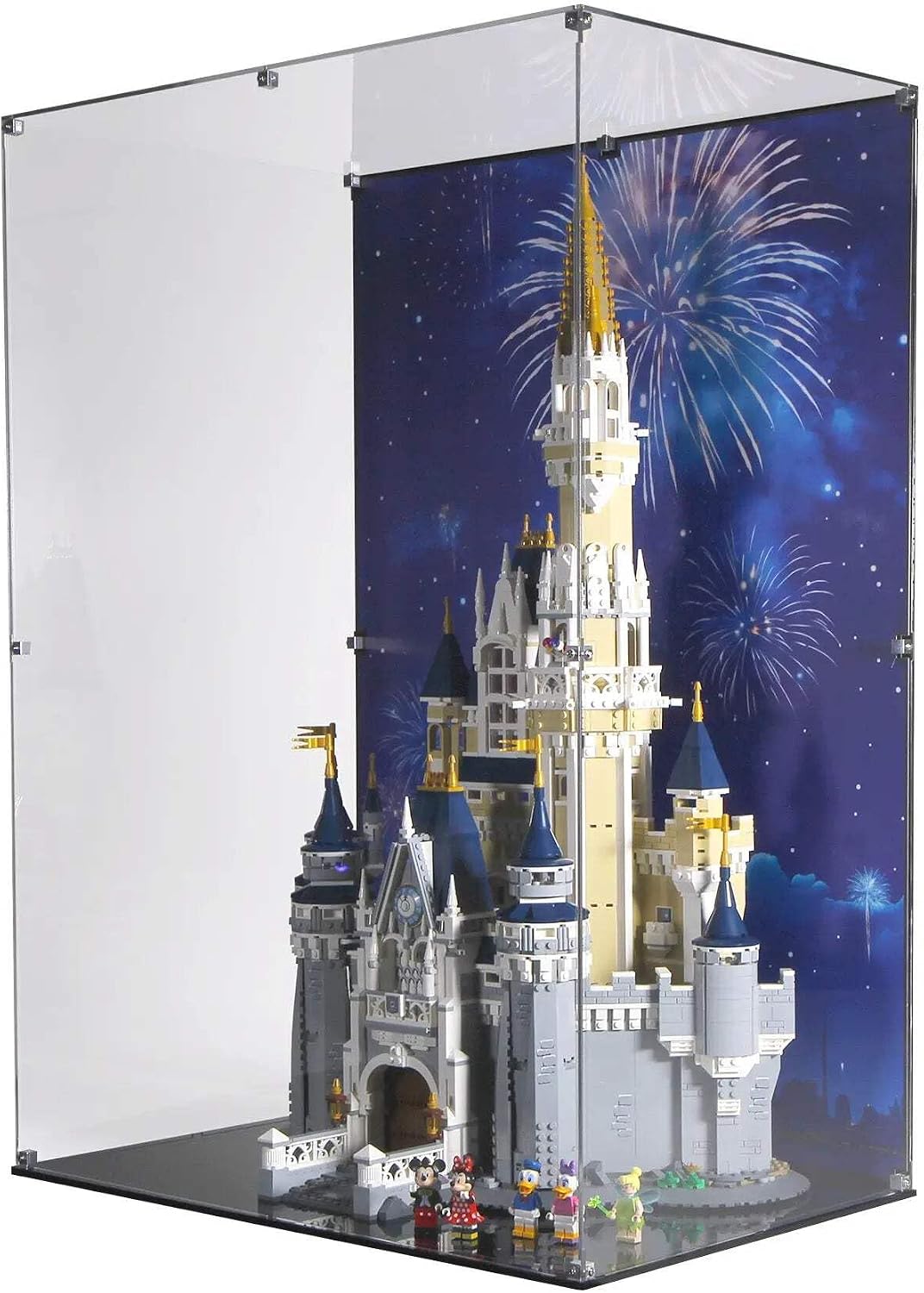 Display Case Compatible with Lego 71040 - The Disney Castle - Acrylic Dustproof Showcase with Pre-Printed Background - Set Not Included