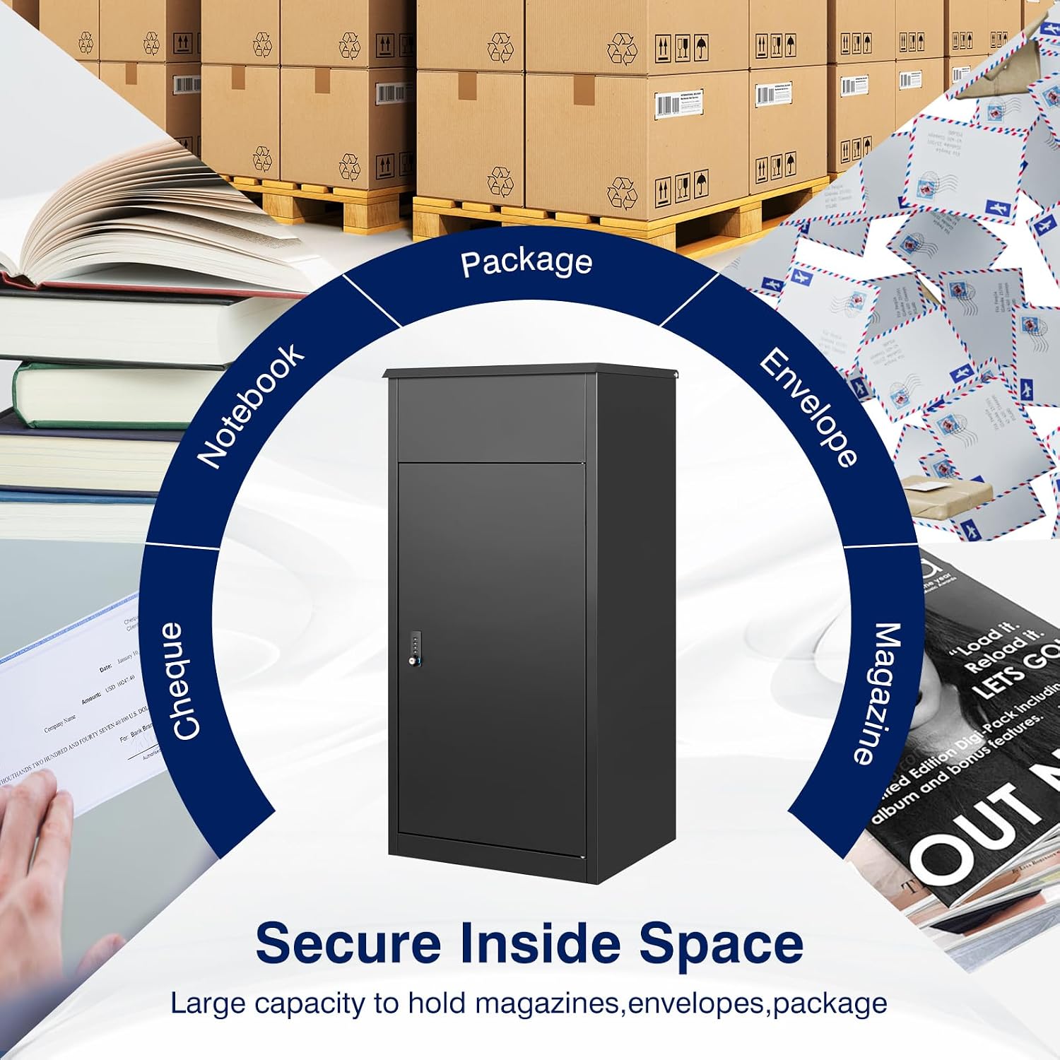 Yizosh Package Delivery Boxes for Outside,Extra Large Mailbox for Parcel with Secure Storage,Anti-Theft Parcel Mailbox with Coded Lock,Steel Package Delivery Box for Outdoor,Curbside,Porch