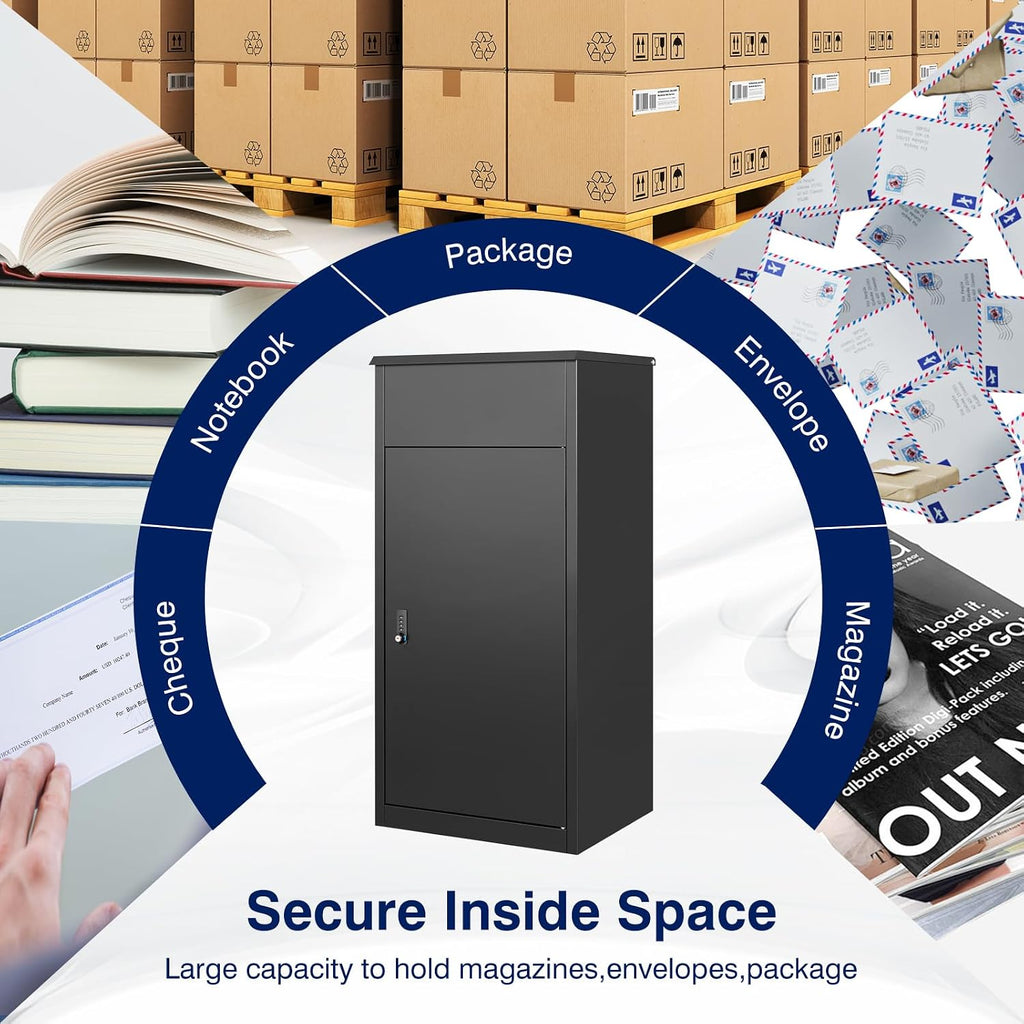 Yizosh Package Delivery Boxes for Outside,Extra Large Mailbox for Parcel with Secure Storage,Anti-Theft Parcel Mailbox with Coded Lock,Steel Package Delivery Box for Outdoor,Porch,Curbside