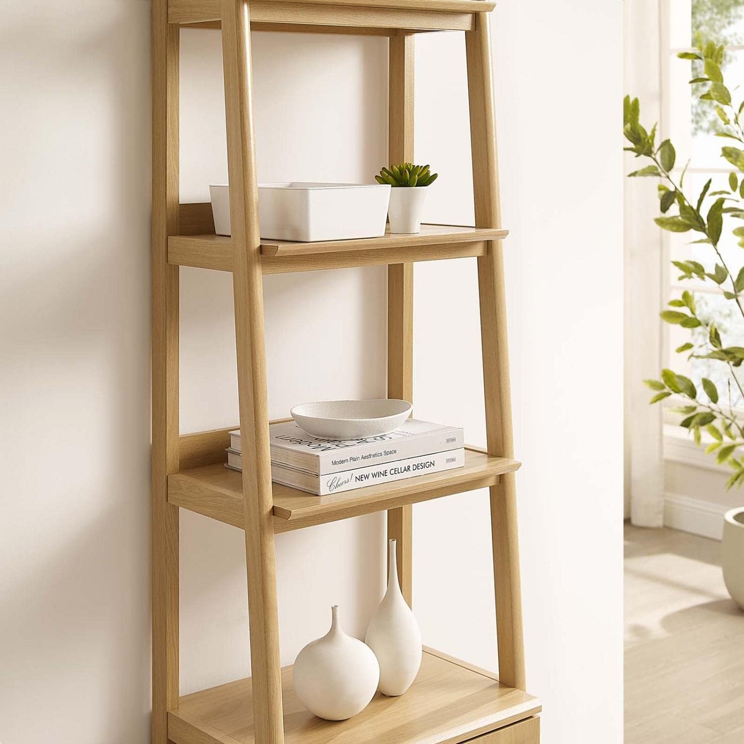 Modway 21' Bookshelf Display Case in Oak