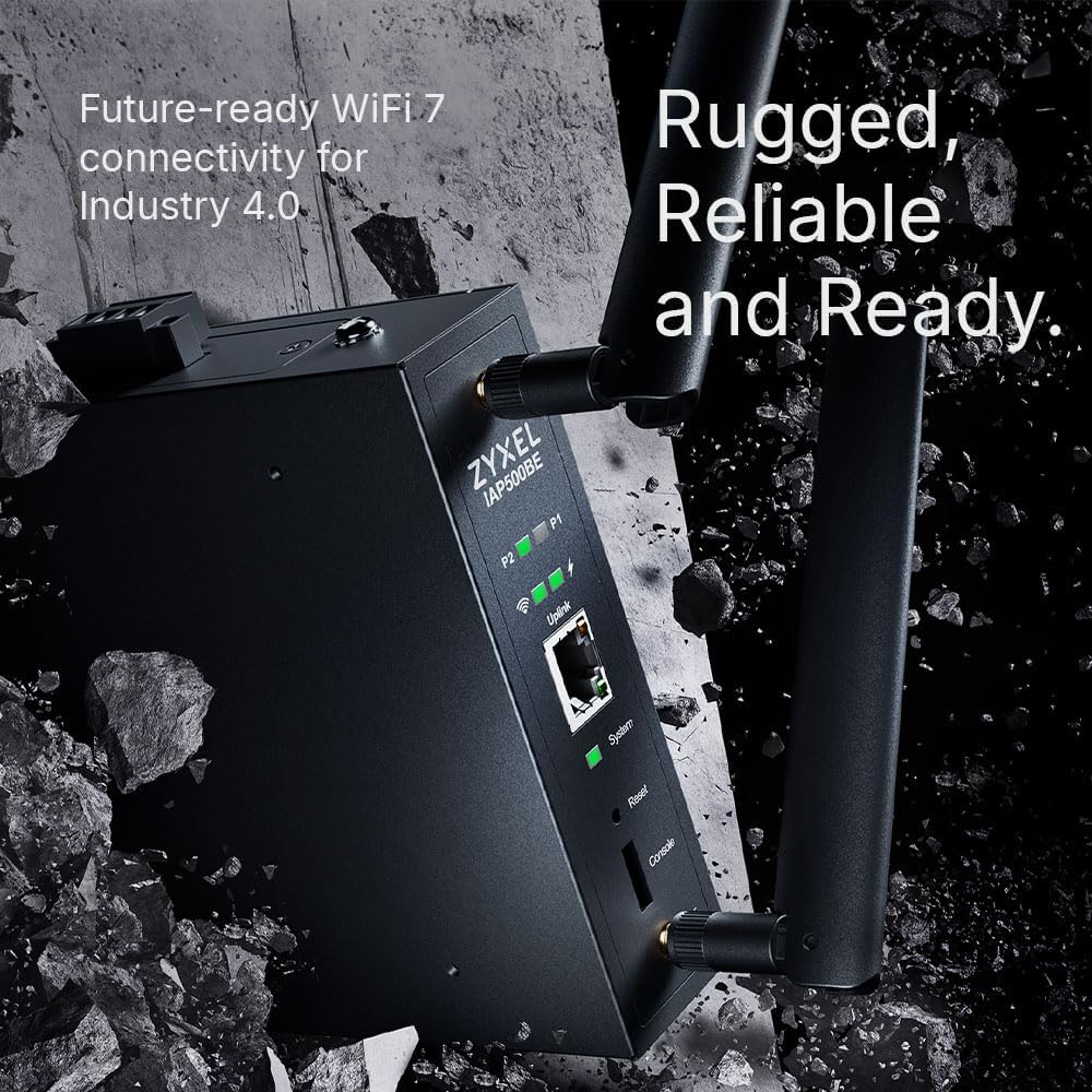 Zyxel WiFi 7 BE5000 Wireless Access Point | Industrial Robust Product Design | 4-Stream Dual-Radio | Flexible Installation | Nebula App, Cloud, Controller, or Standalone | TAA Compliant [IAP500BE]