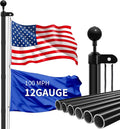 MXQMKL 12 Gauge Flag Pole for Outside House in Ground, 25FT Heavy Duty Flag Poles Kit, Extra Thick Outdoor Flagpole with 3x5 American Flag for Residential and Commercial, Black