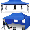 COBIZI 10x20 Pop Up Canopy Tent with Awning,Heavy Duty Canopy UPF 50+ All Season Wind Waterproof Commercial Outdoor Street Vendors Party Tents for Parties Canopy with Roller Bag(10 x 20 ft Blue)