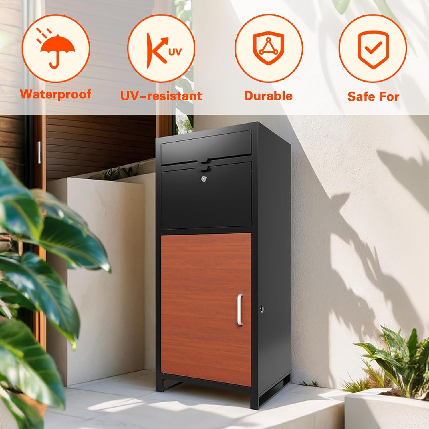 Package Delivery Box for Outside, 36.6'x 15.75'x 15.75' Secure Anti Theft Package Delivery Box with Mailbox, for House, Porch, Curbside