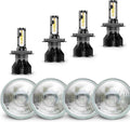 Fit For Chevy Chevelle 1964-1970 5.75' 5-3/4 H4 LED Lights High Low Beam,5.75' 5 3/4' inch Glass Lens OEM Style Compatible With LED H4/9003 High & Low Beam Light Lamp Kit, White,6000K,8-pack
