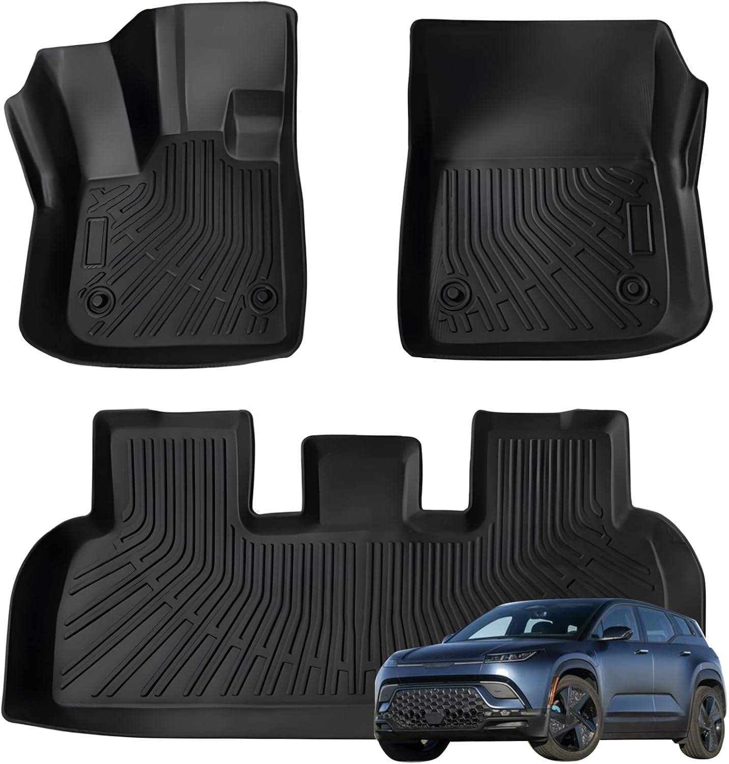 Priprilod Floor Mats Fit for Fisker Ocean 2023-2024 4-Door All Weather Protector TPE Floor Liners Custom Fit Car Mats Non-Slip