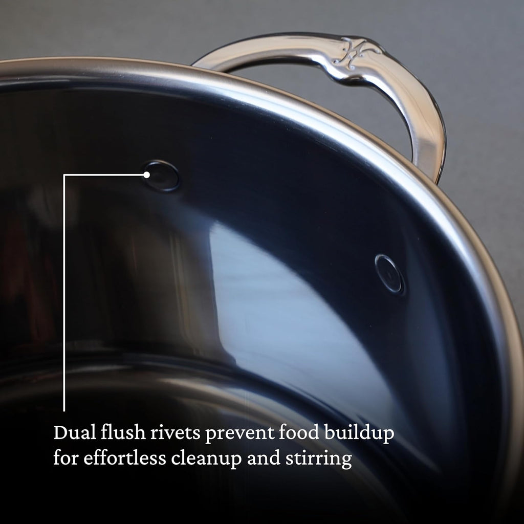 Hestan NanoBond Molecular Titanium Stock Pot with Lid, 8-Quart - PFAS-Free Stainless Steel, 4x Stronger, 1050°F Oven Safe, Induction Compatible, Handcrafted Italy