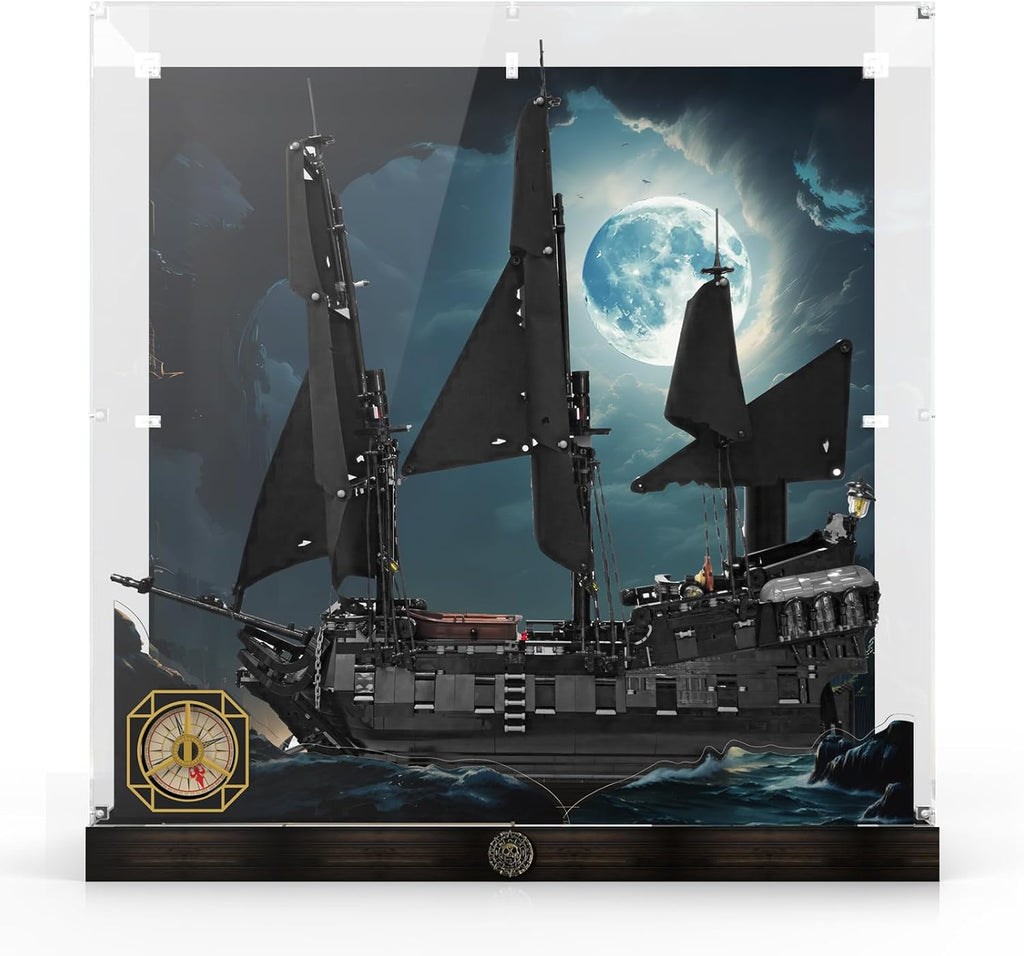 Acrylic Display Case for Lego Icons Captain Jack Sparrow's Pirate Ship, with LED Light, Display Box Compatible with Lego Black Pearl 10365- Case Only, No Model