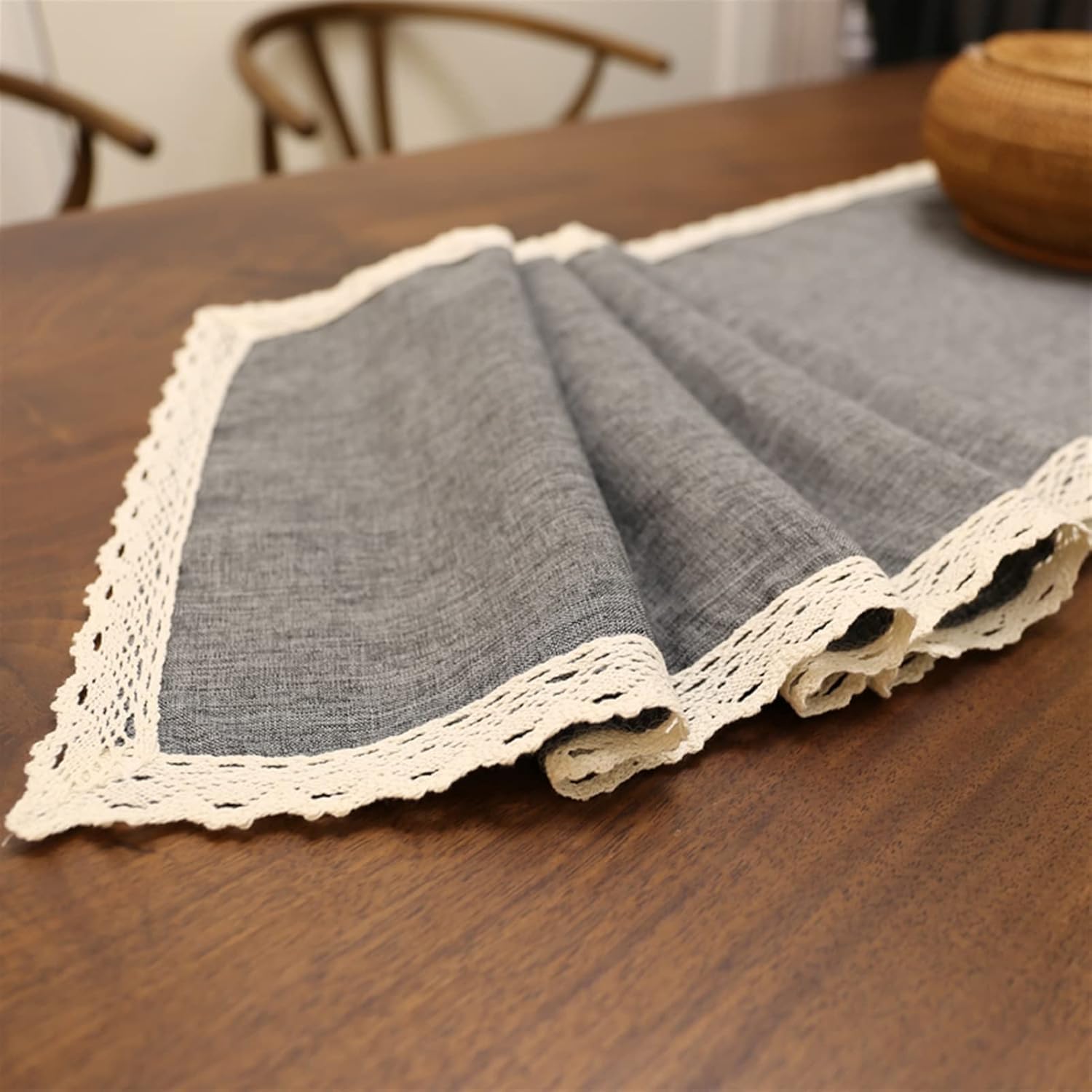 Handmade Simple Table Runners 30x250cm Runner Burlap Vintage Lace Jute Tv Cabinet Rectangular (Gray 30x180cm) (Grijs